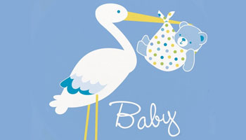 Blauer Storch für die Baby Shower