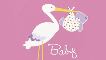 Rosa Storch für die Baby Shower