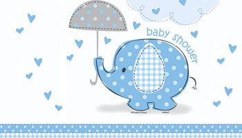 Blauer Elefant für die Babyparty