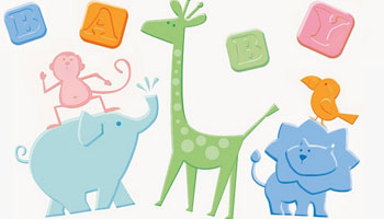 Baby Shower Motiv mit kleinen Zoo-Tieren