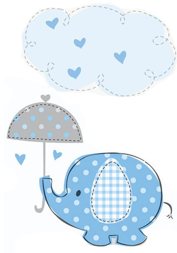 Blauer Baby-Elefant mit Regenschirm