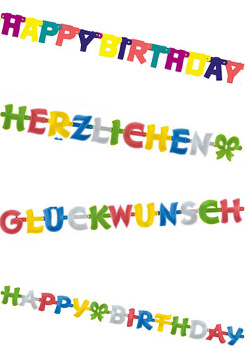 Geburtstags-Girlanden mit Motto-Motiven