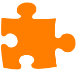 Orangefarbenes Puzzle-Symbol