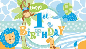 Blaue Safari-Tiere für den ersten Geburtstag