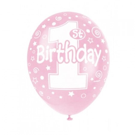 Luftballons 1 Geburtstag In Rosa