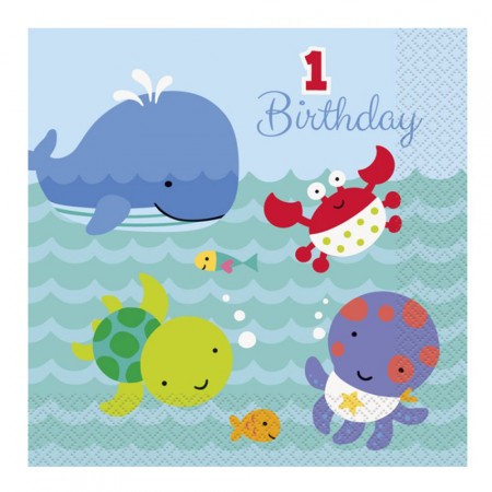 Servietten Baby Meerestierchen 1 Geburtstag